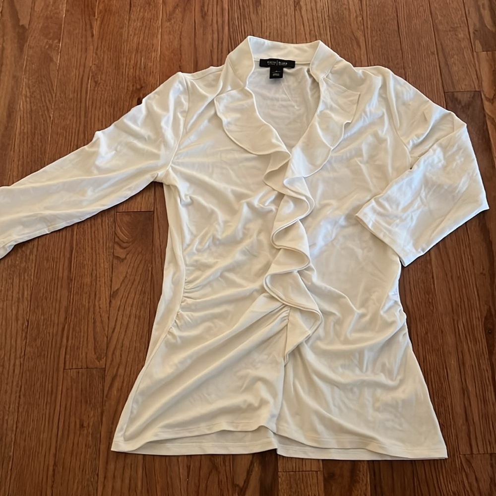 White House Black Market Quarter Sleeve White Blouse Women’s Size Small - Picture 5 of 8